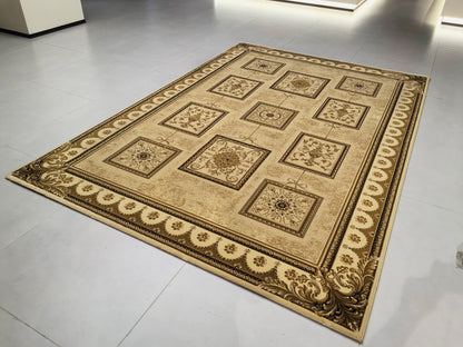 Tapis de salon luxueux à motif européen classique, adapté au salon et à la chambre à coucher