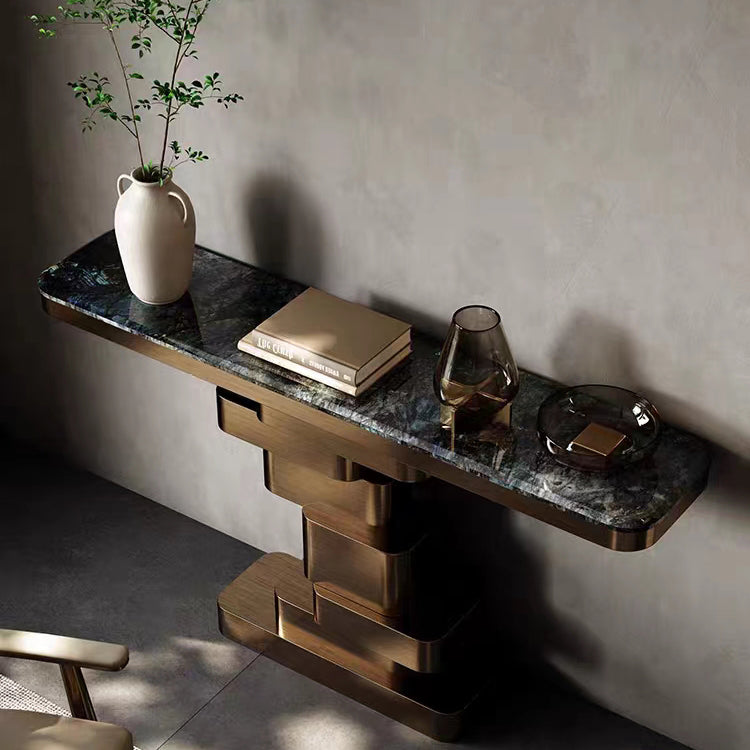High-grade stainless steel marble entrance decoration console table