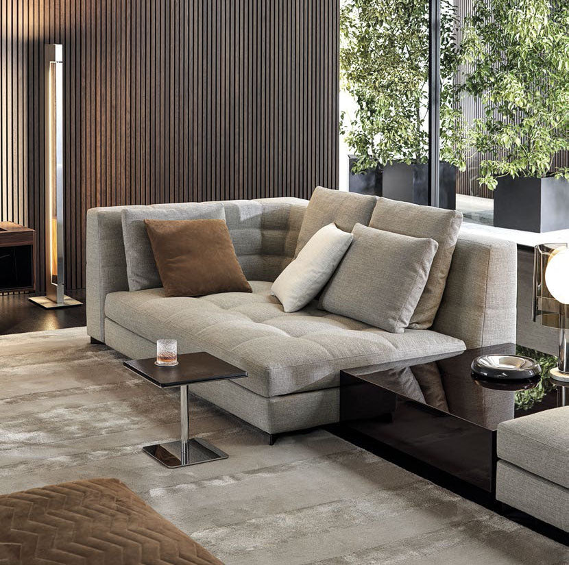 Combinación de sofá chaise longue de tela moderna europea, adecuada para apartamentos grandes