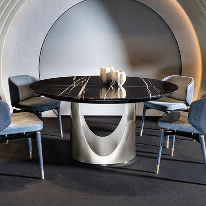 Mesa de comedor redonda de mármol de lujo italiana con función de almacenamiento