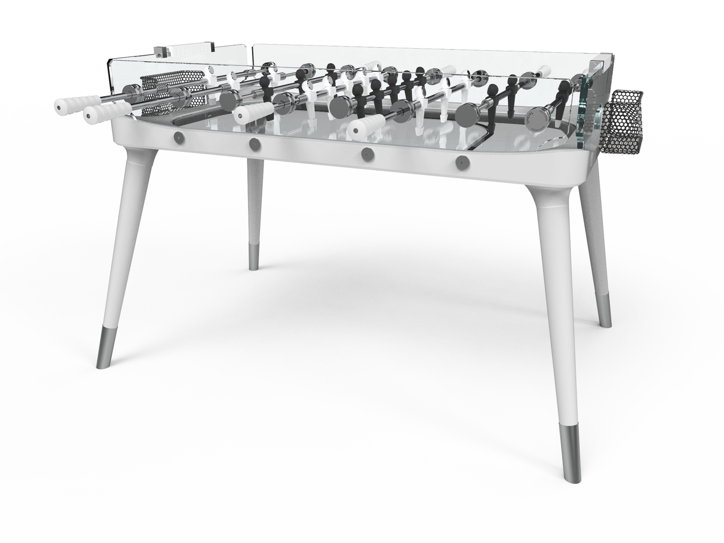White Solid Wood Legs Glass Soccer Table