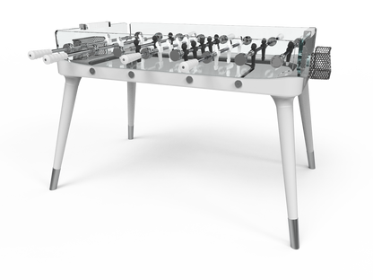 White Solid Wood Legs Glass Soccer Table
