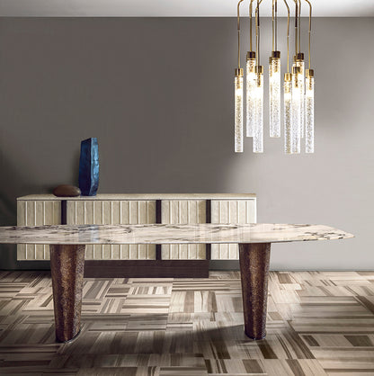 Light Luxury Customizable Marble And Stainless Steel Dining Table