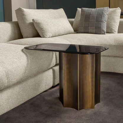 Light luxury tempered glass and stainless steel living room combination coffee table