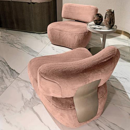 Sillón de ocio de felpa rosa adecuado para sala de estar, apartamento