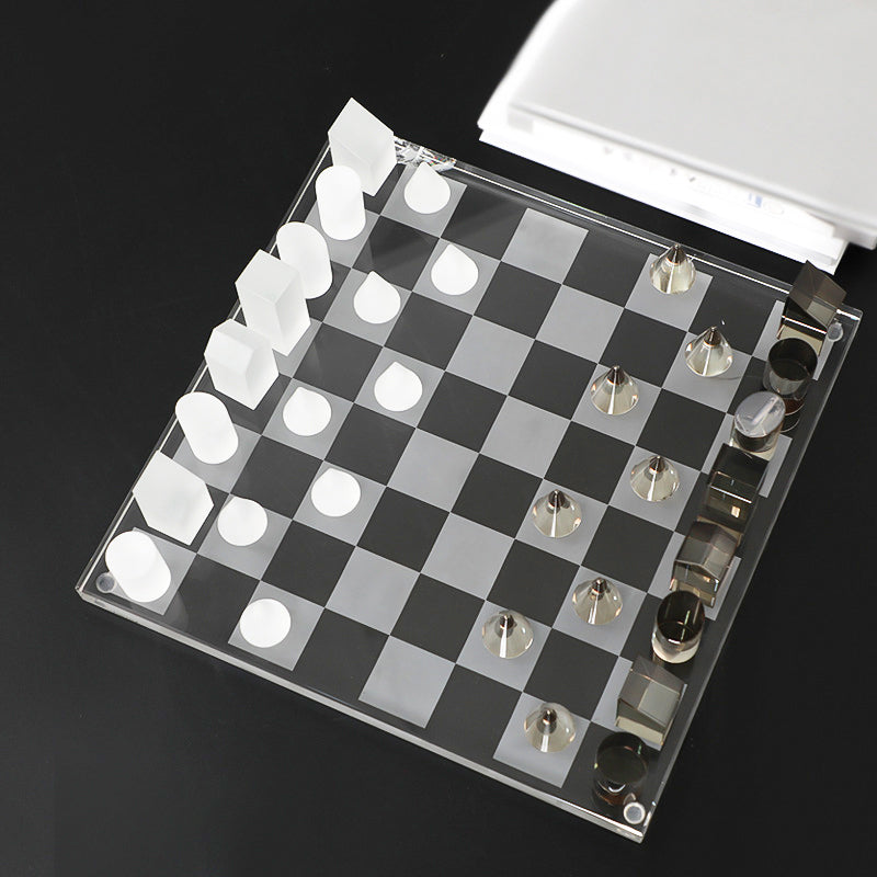 Juego de ajedrez de acrílico de cristal de lujo, minimalista y moderno