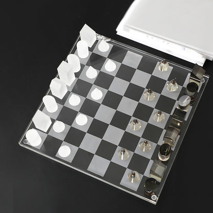 Juego de ajedrez de acrílico de cristal de lujo, minimalista y moderno
