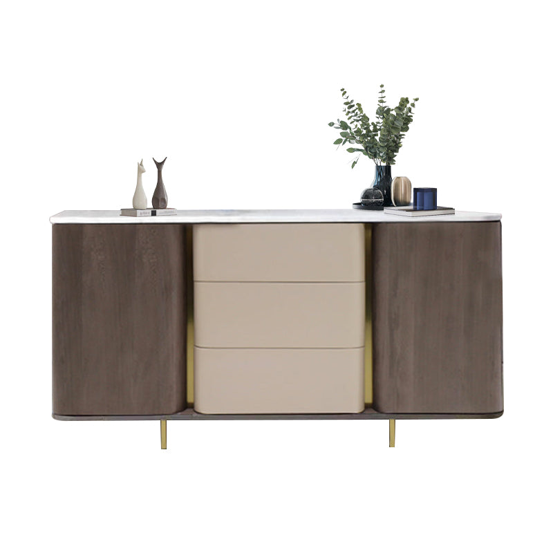 Natural marble tabletop leather interior large capacity cabinet