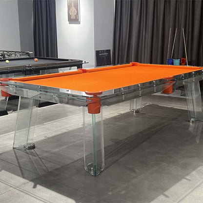 Mesa de billar de bolsillo de vidrio color naranja de 7 pies, 8 pies y 9 pies