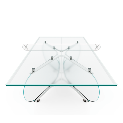 Mesa de ping pong de cristal con base redonda