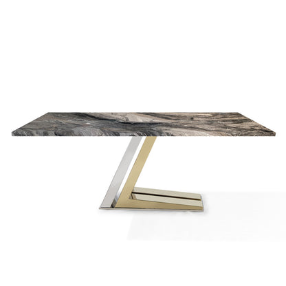 Mesa de comedor sencilla rectangular de mármol de lujo claro