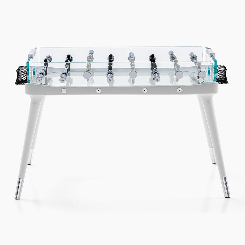 Walnut glass soccer table for indoor entertaining