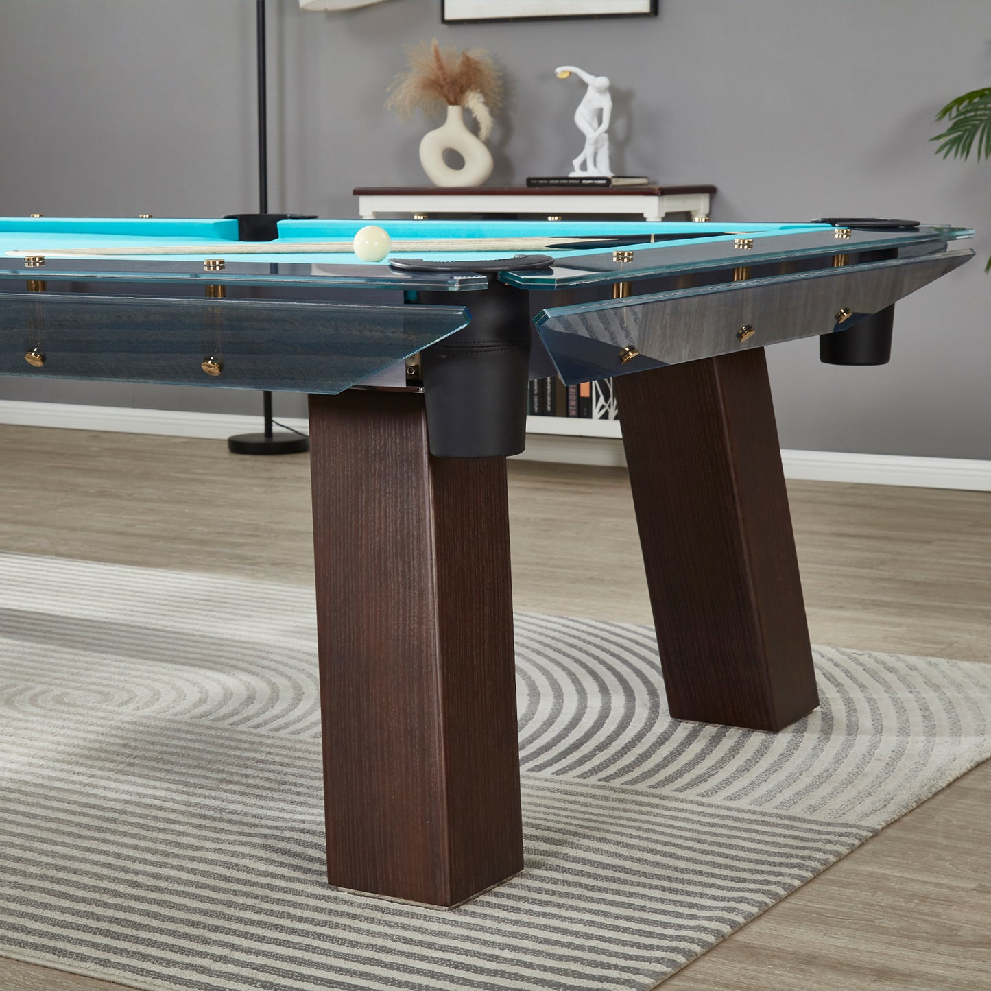 8FT/9FT Blue Wired Glass Pool Table