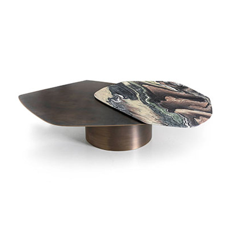 Light luxury irregular marble and stainless steel coffee table