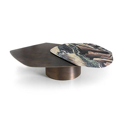 Light luxury irregular marble and stainless steel coffee table