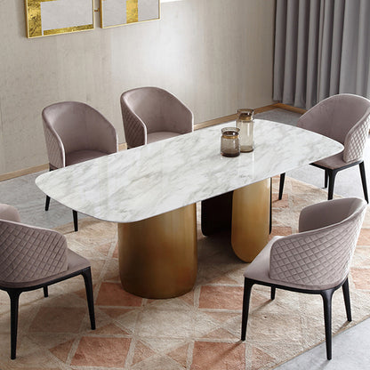 Customizable Italian light luxury stainless steel rock table oval marble dining table