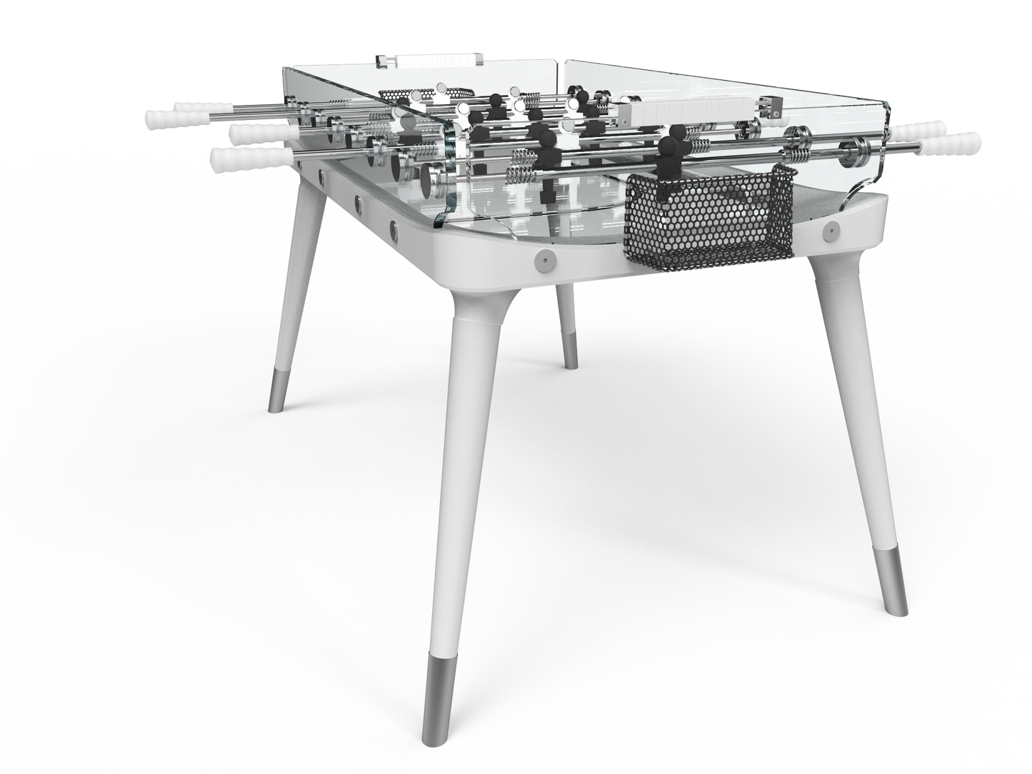 White Solid Wood Legs Glass Soccer Table
