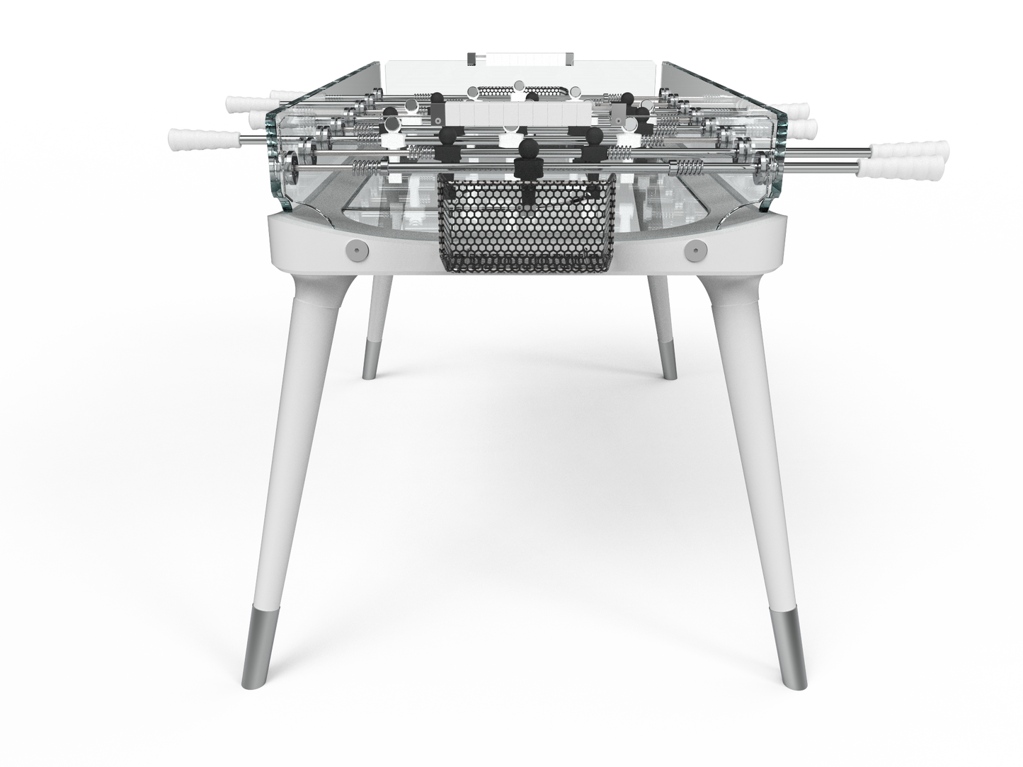 White Solid Wood Legs Glass Soccer Table