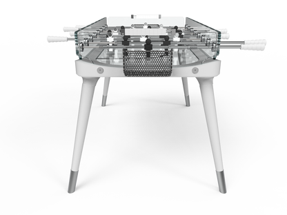 White Solid Wood Legs Glass Soccer Table