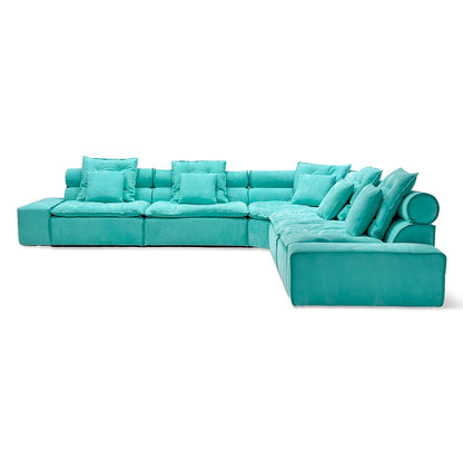 Blue modular sofa soft back sofa living room sofa with pillows