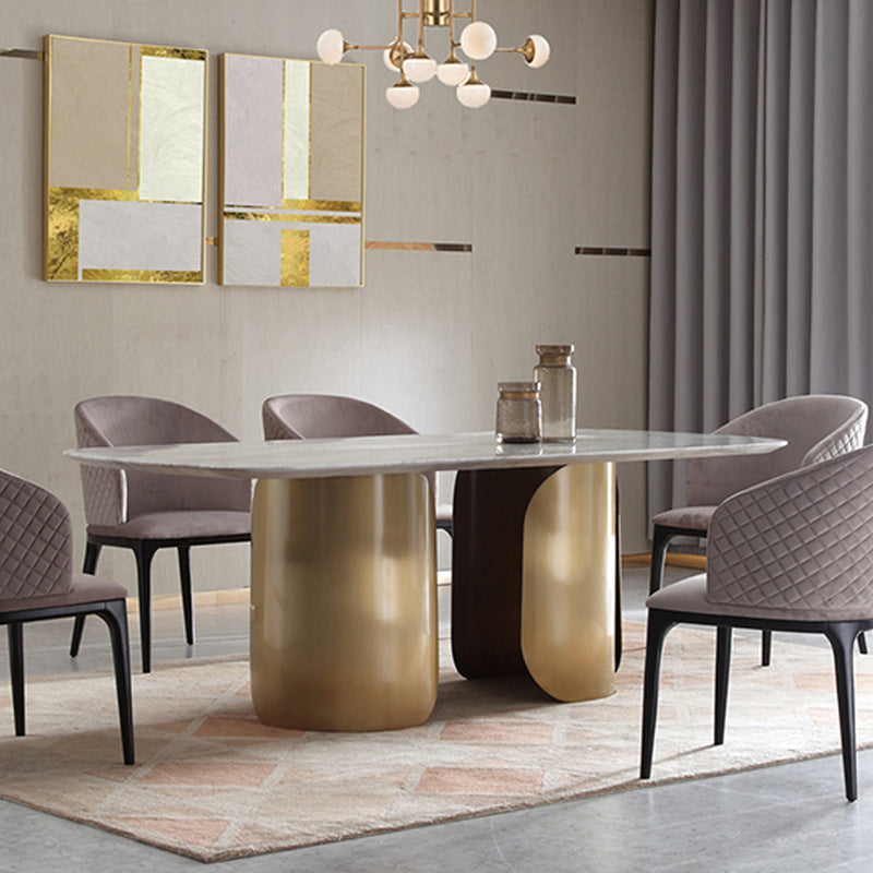 Customizable Italian light luxury stainless steel rock table oval marble dining table