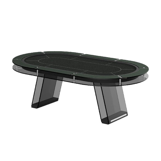 Table de poker ovale en cristal pour 8 personnes/table de Texas Hold'em avec porte-gobelet