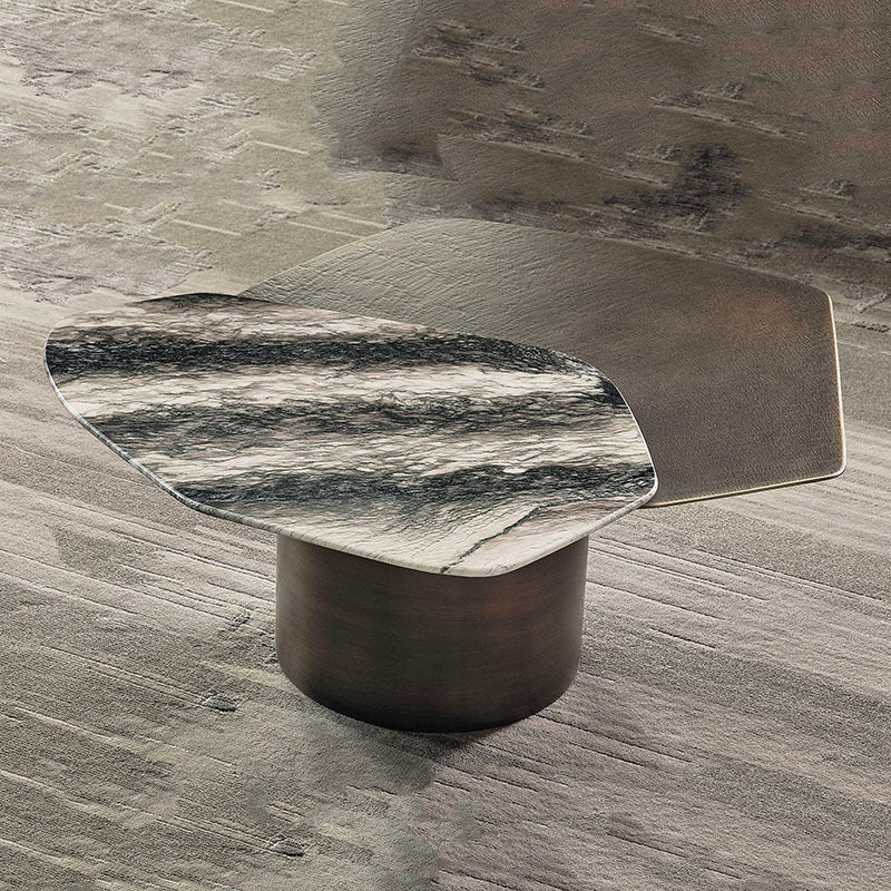 Light luxury irregular marble and stainless steel coffee table