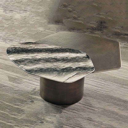 Light luxury irregular marble and stainless steel coffee table