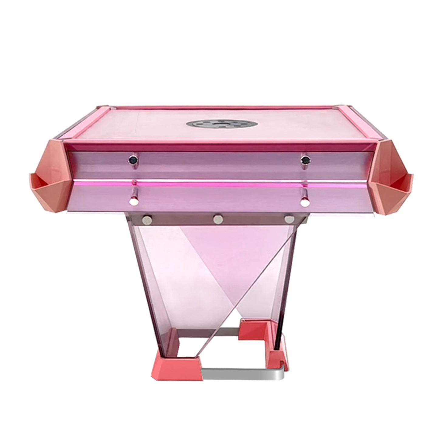 Mesa de mahjong automática de cristal rosa