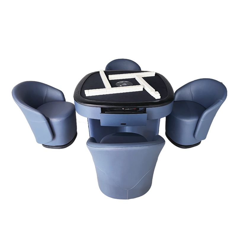Mesa de mahjong automática de lujo de madera maciza y cuero para cuatro personas