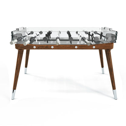 White Solid Wood Legs Glass Soccer Table