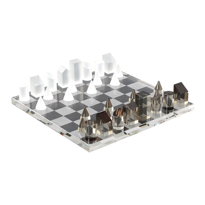 Juego de ajedrez de acrílico de cristal de lujo, minimalista y moderno