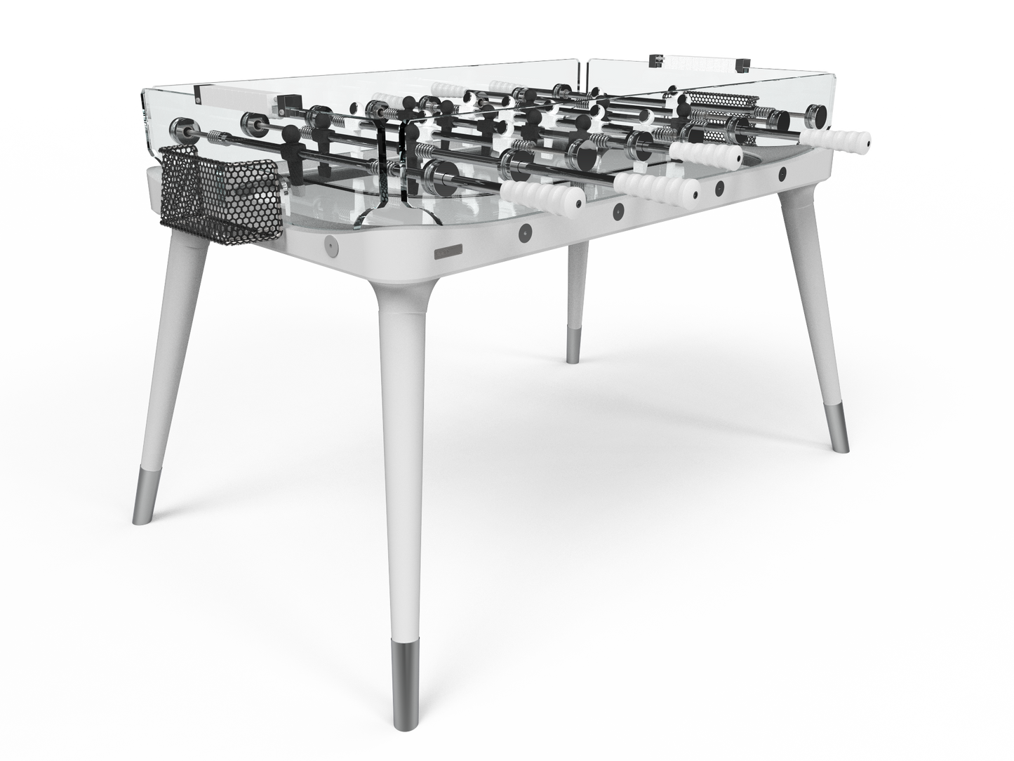 White Solid Wood Legs Glass Soccer Table