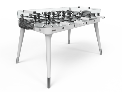 White Solid Wood Legs Glass Soccer Table