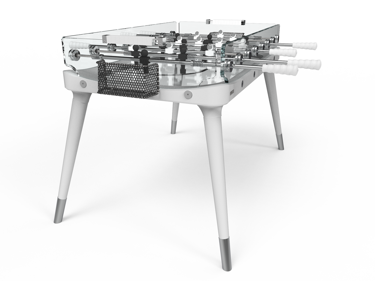 White Solid Wood Legs Glass Soccer Table