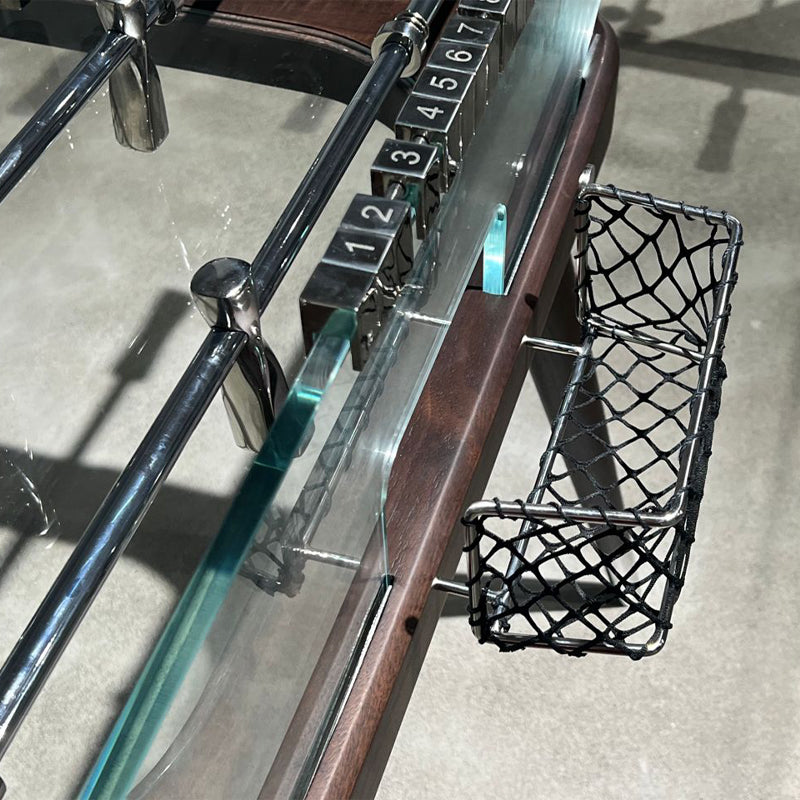 Walnut glass soccer table for indoor entertaining
