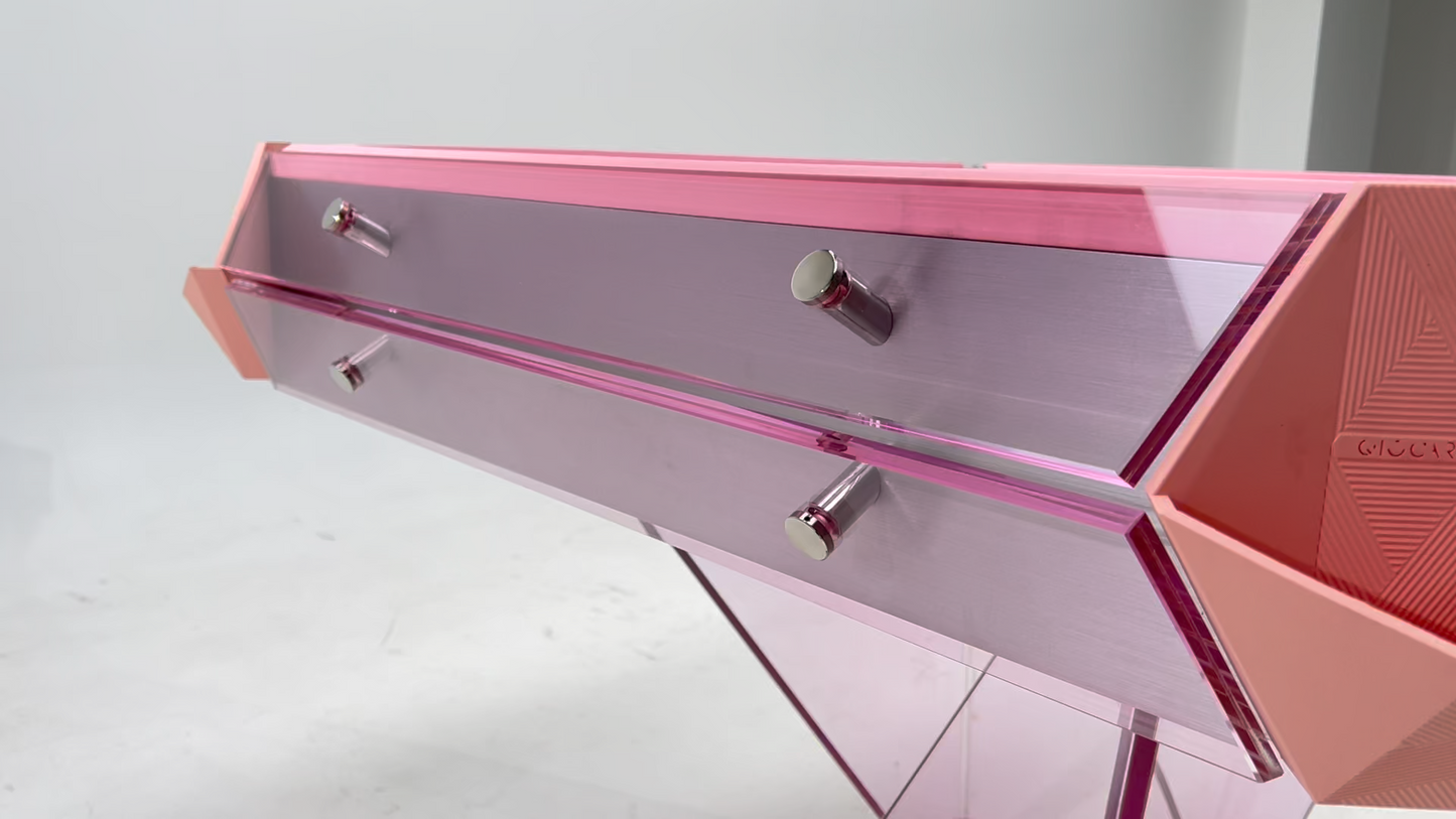 Mesa de mahjong automática de cristal rosa