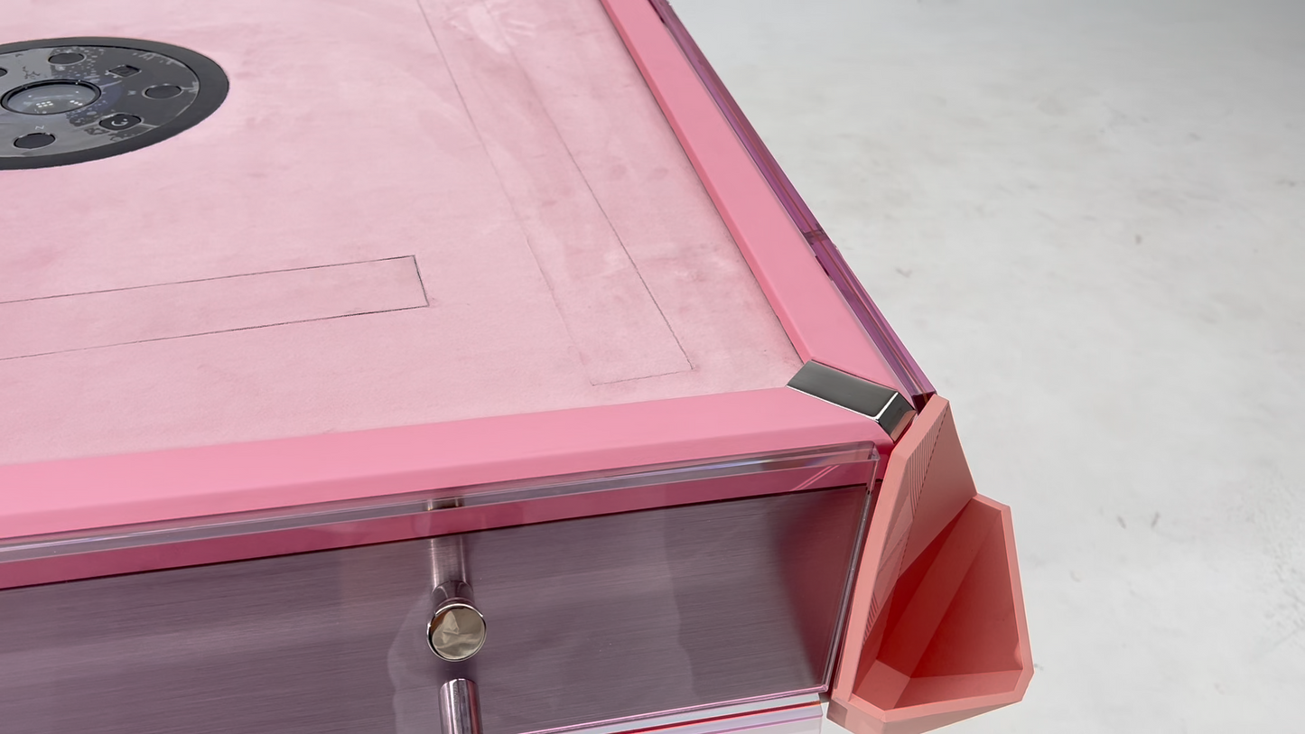 Mesa de mahjong automática de cristal rosa