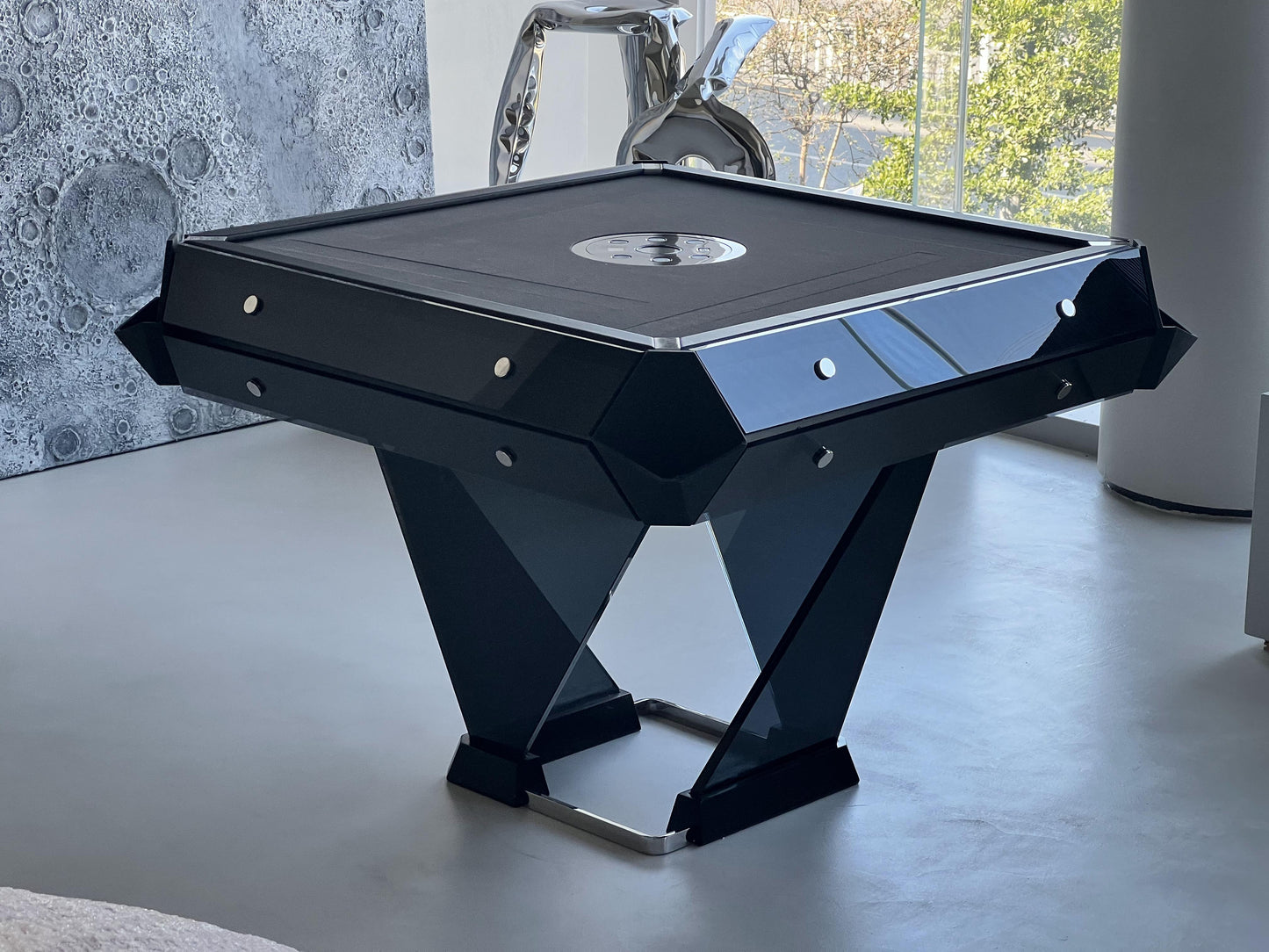 Mesa de mahjong automática personalizable de cristal negro