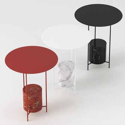 Mesa de centro pequeña de mármol redonda sencilla para decoración de sofá