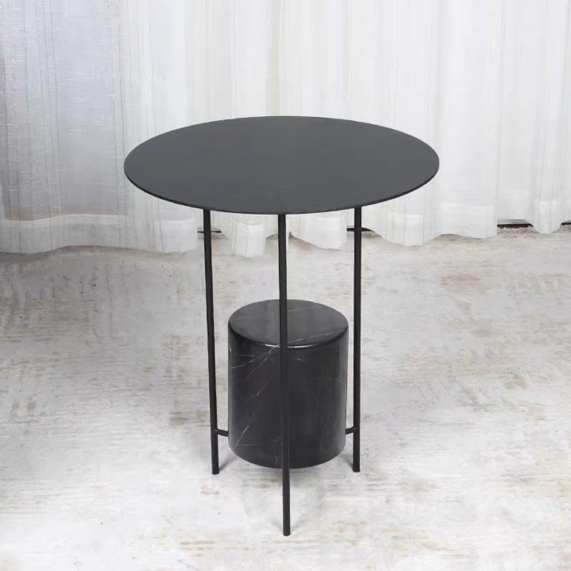 Mesa de centro pequeña de mármol redonda sencilla para decoración de sofá