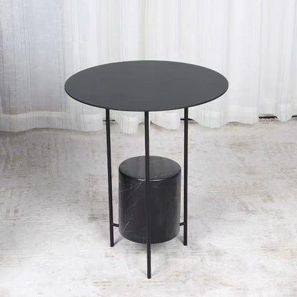 Mesa de centro pequeña de mármol redonda sencilla para decoración de sofá