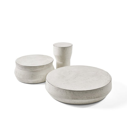 Mesa de centro modular redonda de mármol blanco
