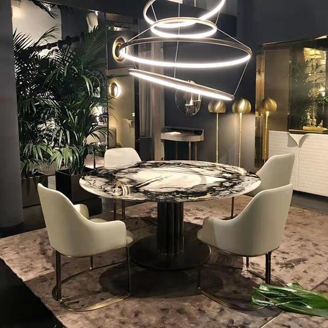 Roman Gold Marble Round Dining Table