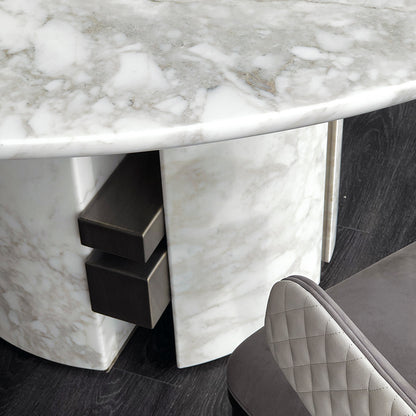 Mesa de comedor redonda de mármol decorativa de acero inoxidable personalizable y de lujo, ligera