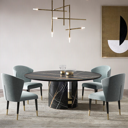 Mesa de comedor redonda de mármol decorativa de acero inoxidable personalizable y de lujo, ligera