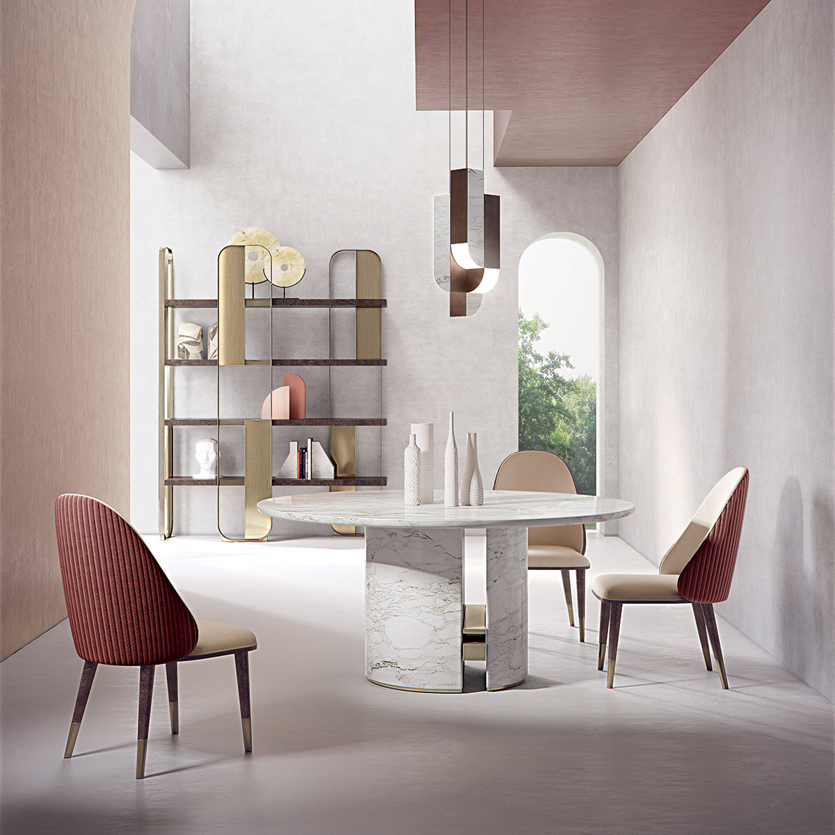 Mesa de comedor redonda de mármol decorativa de acero inoxidable personalizable y de lujo, ligera