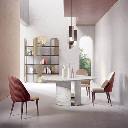 Mesa de comedor redonda de mármol decorativa de acero inoxidable personalizable y de lujo, ligera