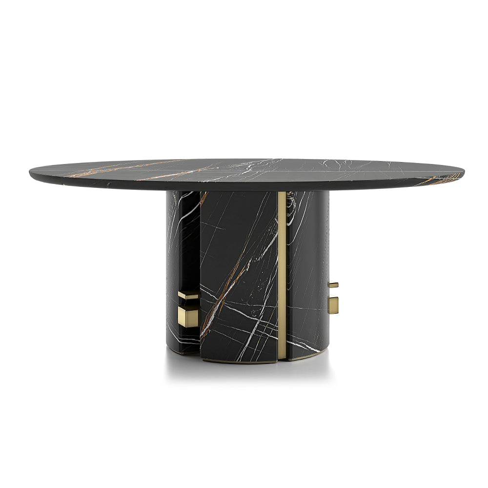 Mesa de comedor redonda de mármol decorativa de acero inoxidable personalizable y de lujo, ligera