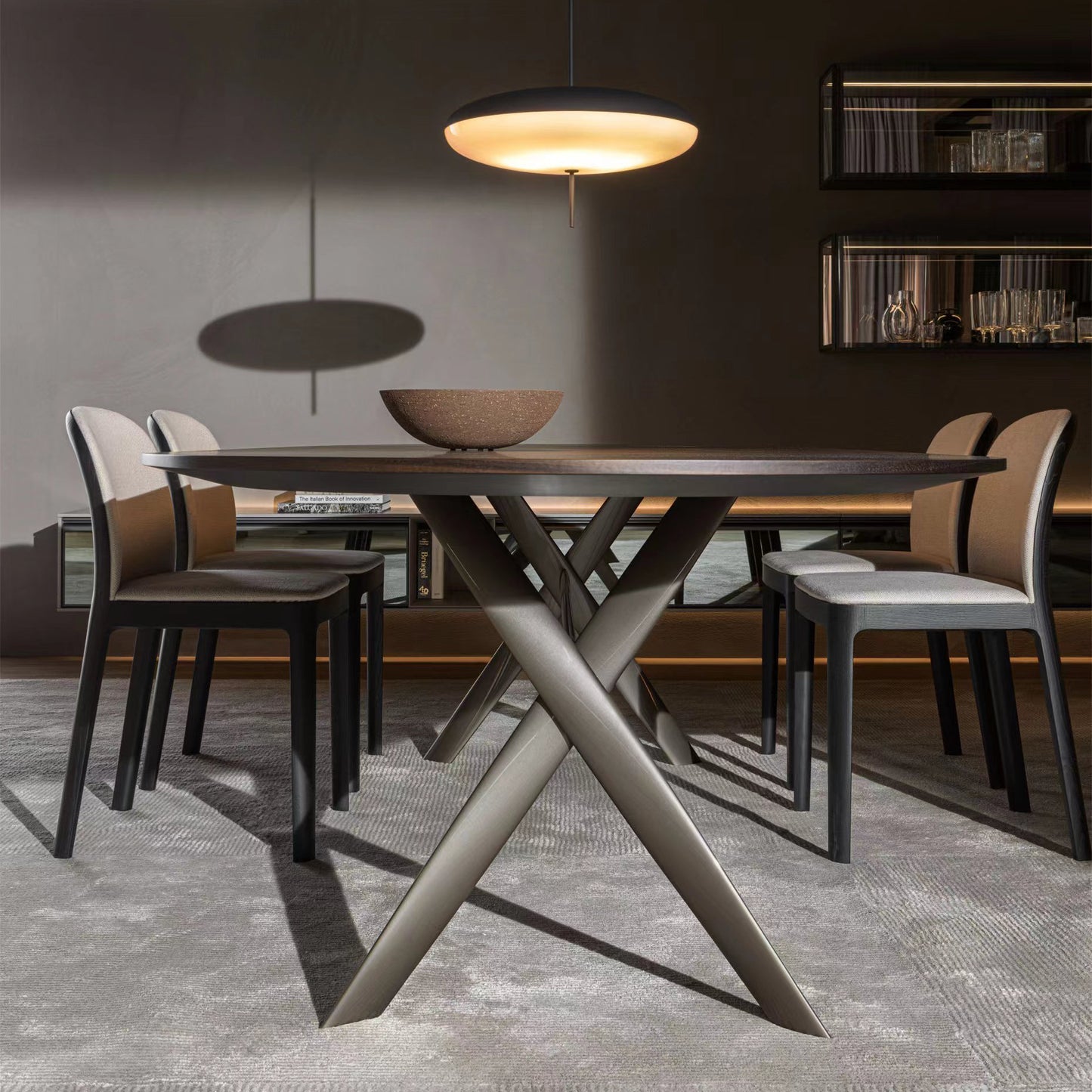 Nordic Italian Style Stainless Steel Metal Coffee Mesh Marble Dining Table